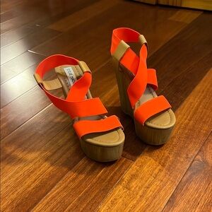 Steve Madden Orange Tan Platform Sandals